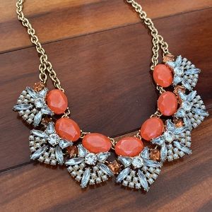 Versona Statement Necklace- Orange, Gold, Silver